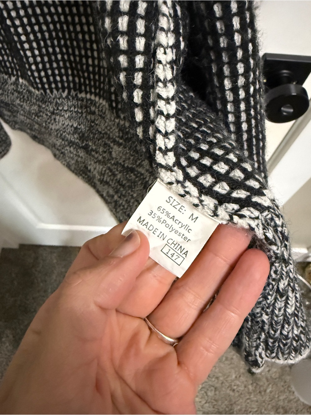 Macy's Black and White Marled Open Cardigan - Picture 6 of 7